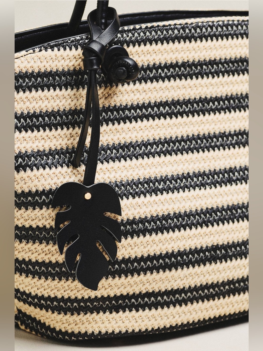 NWT Anthropologie Aota Jessica Raffia Tote Bag Black - Picture 3 of 6